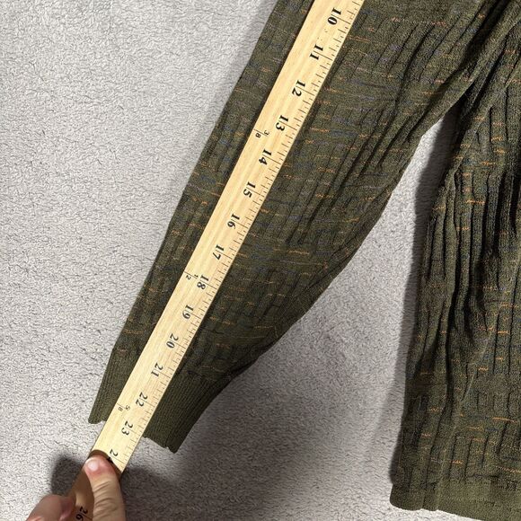 Jhane Barnes Sweater Mens Size M Olive Green Silk Blend 3D Knit Normcore Grandpa - Picture 11 of 16
